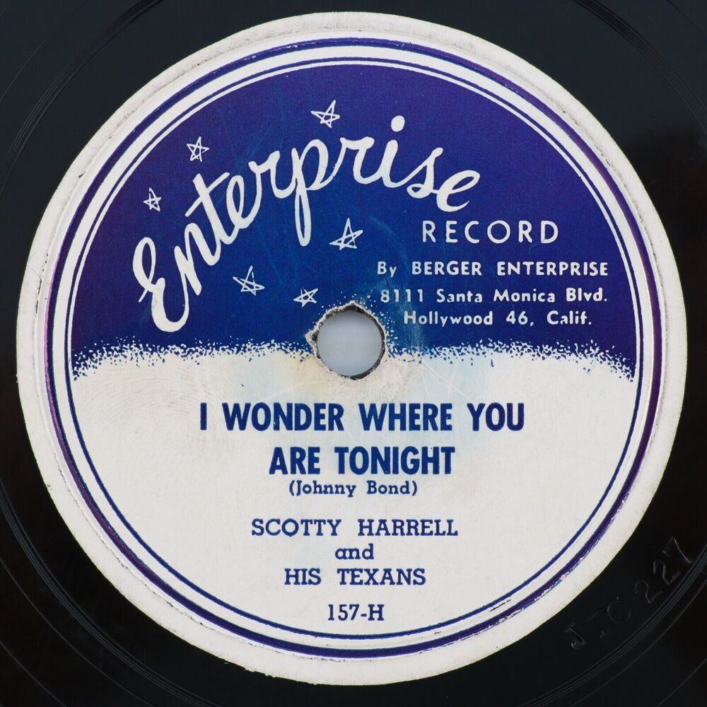 Scotty Harrell - I Wonder Where You Are Tonight / Place For Alice 78rpm Record